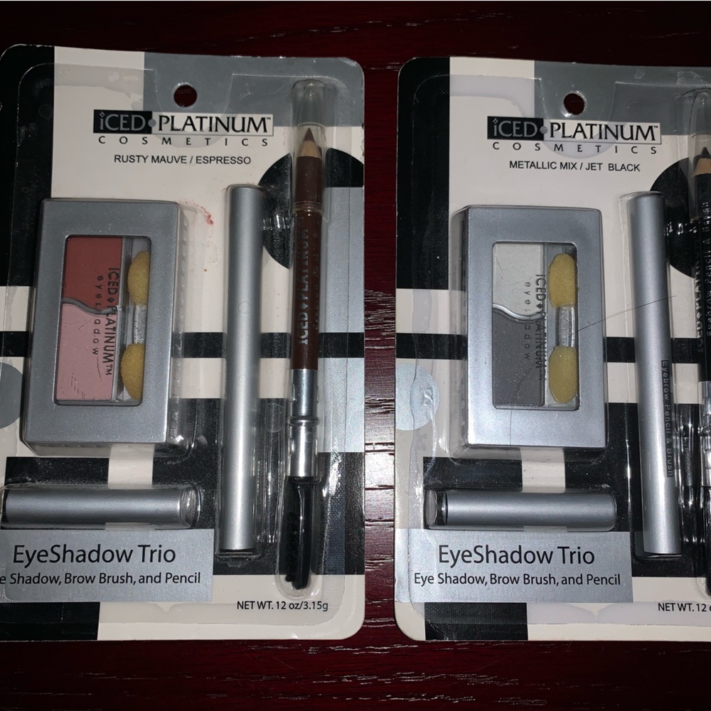 Iced platinum cosmetics- mauve and  metallic - trio eyeshadow lot